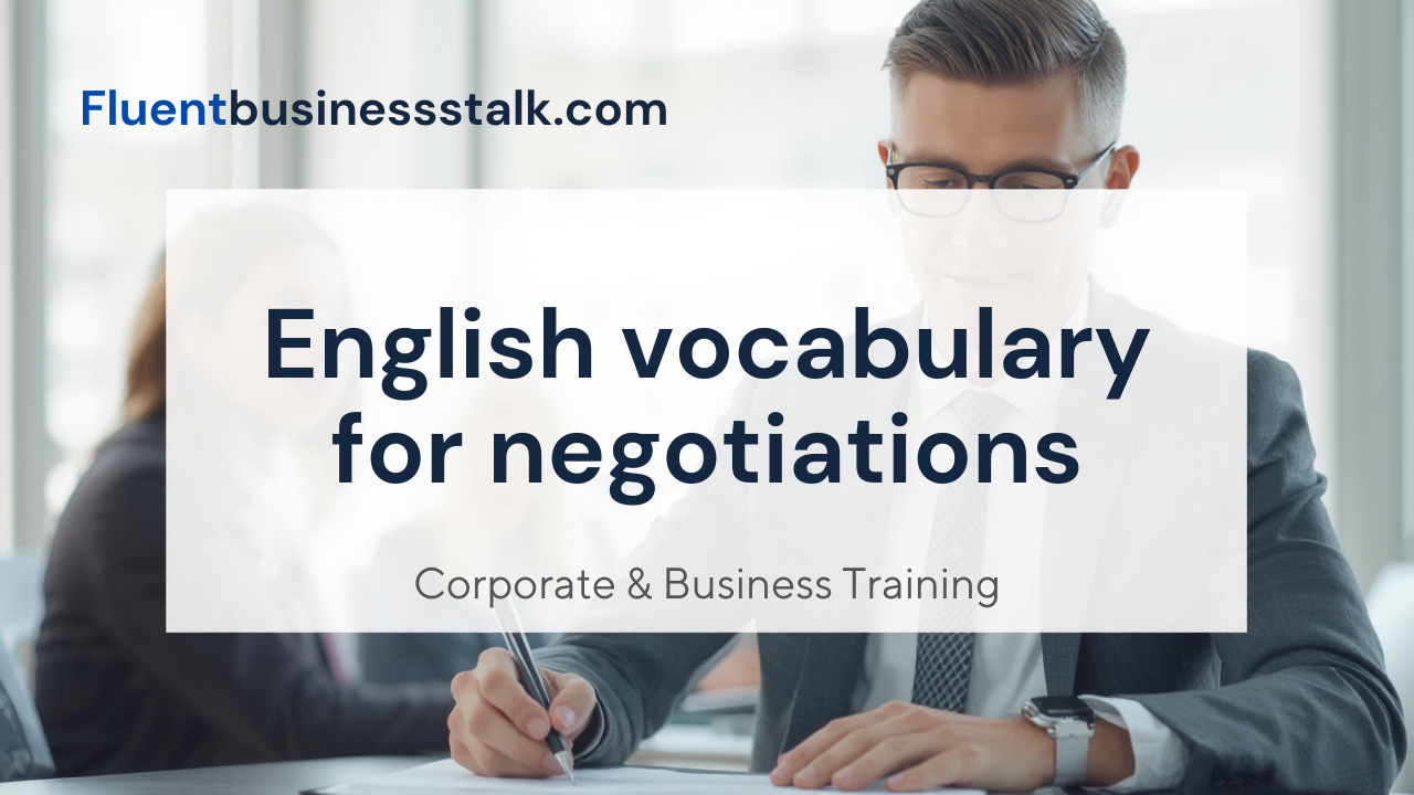 English vocabulary for negotiations corporate business training thumbnail from FluentBusinessTalk.com